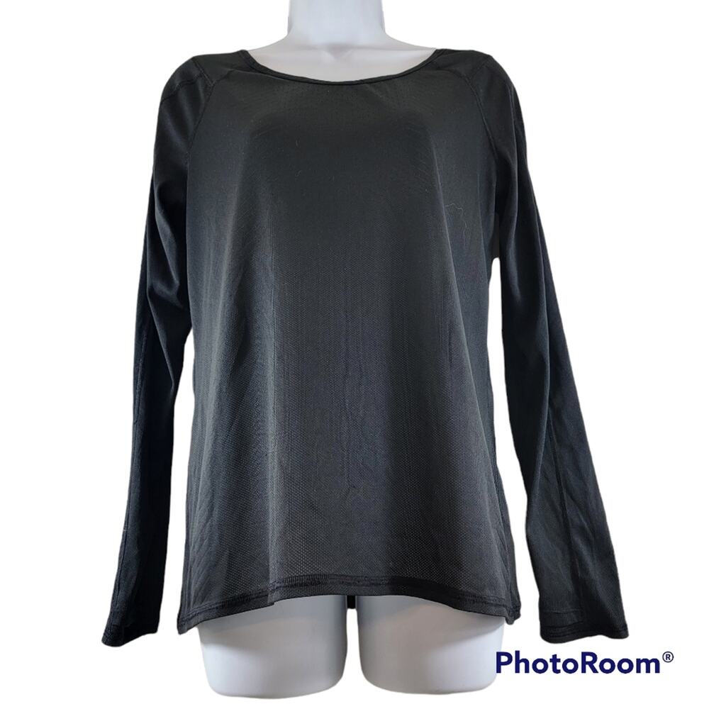 Athleta Black Long Sleeve Mesh Lightweight Surge Top Size Medium